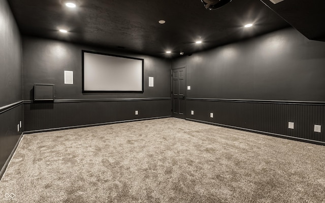 view of carpeted home theater