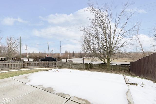 view of snow covered patio