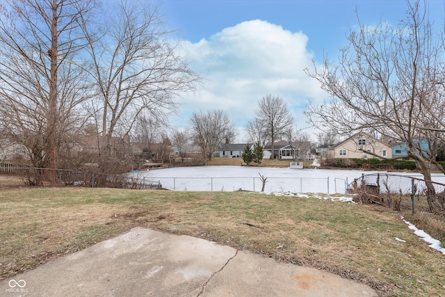 view of yard with a water view