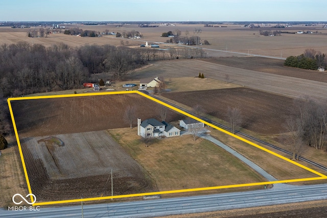 aerial view featuring a rural view