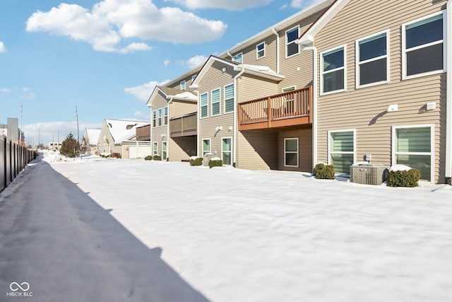 view of snow covered property