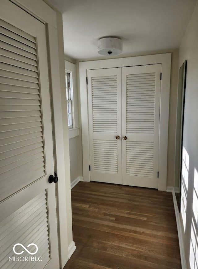 hallway featuring dark hardwood / wood-style floors