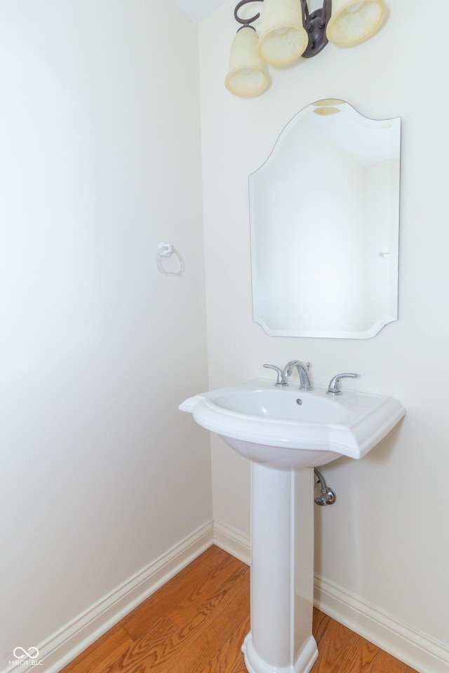 bathroom with wood-type flooring and sink