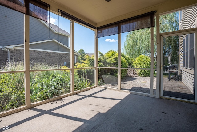 view of unfurnished sunroom