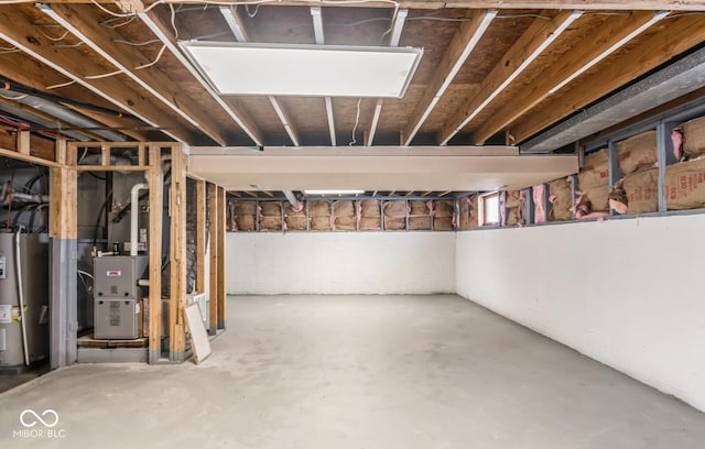 basement featuring water heater