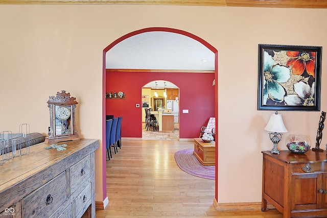 hall featuring light hardwood / wood-style floors