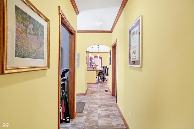 hall with crown molding