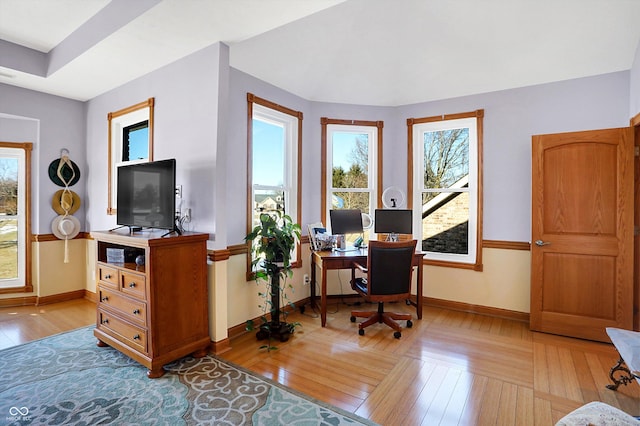 office space featuring light hardwood / wood-style flooring