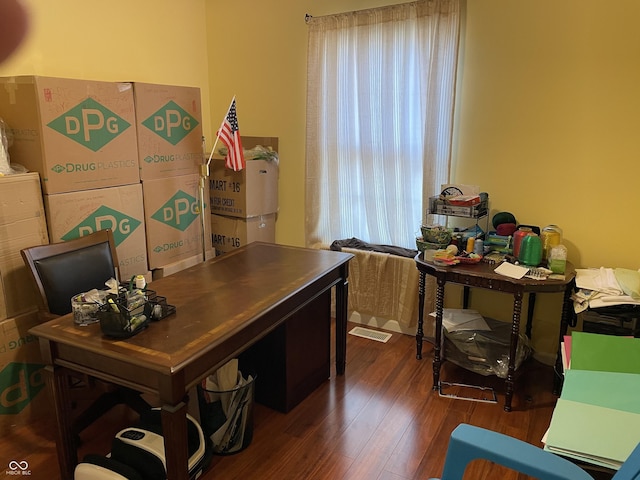 office area featuring dark hardwood / wood-style floors