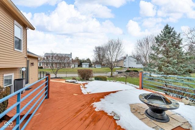 deck with a fire pit