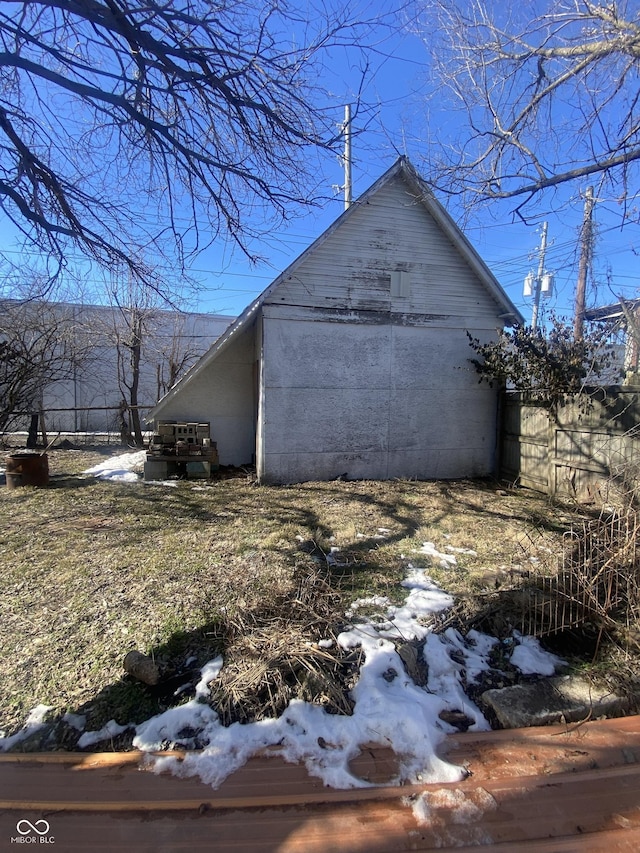 view of snow covered property