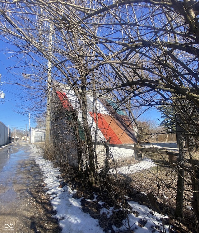 view of snowy exterior