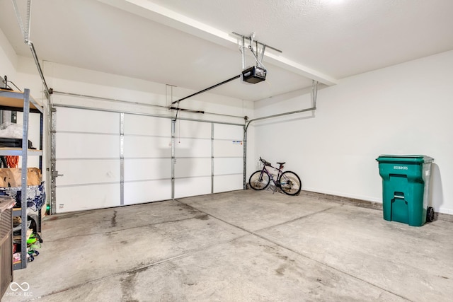 garage with a garage door opener