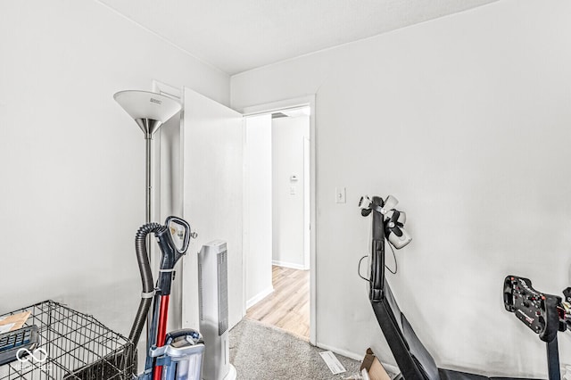 workout room with carpet floors