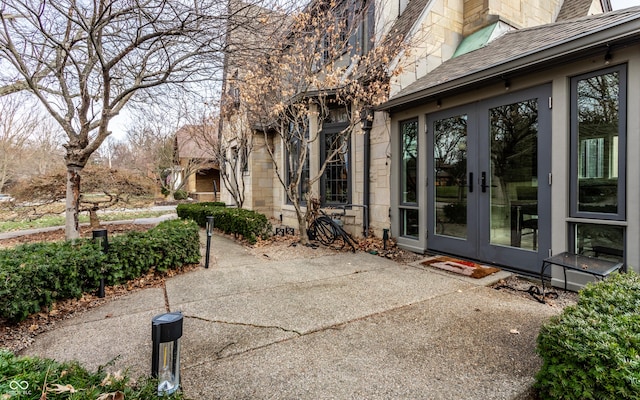 view of patio featuring french doors