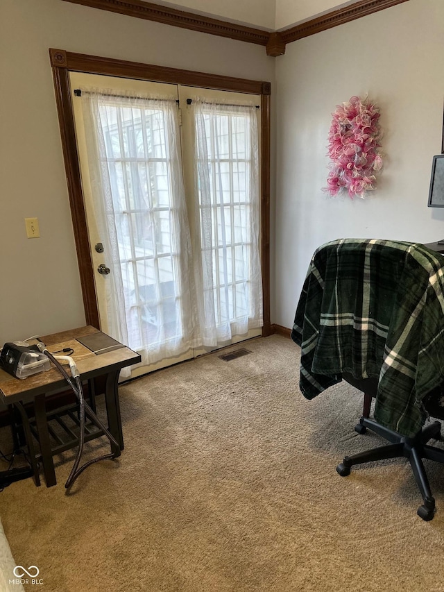 home office featuring carpet floors