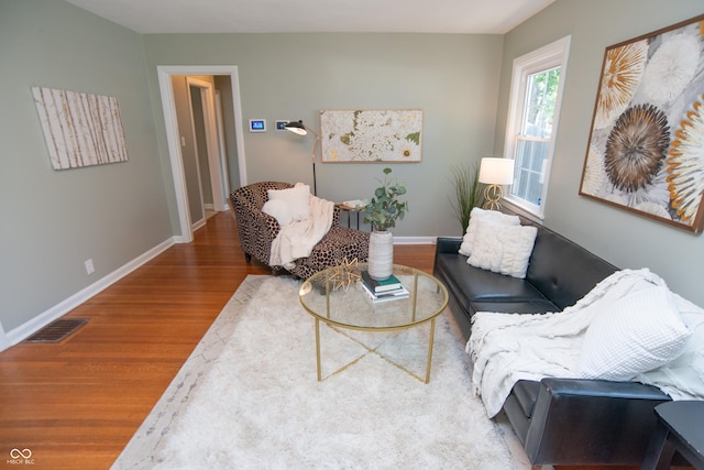 living area featuring wood-type flooring