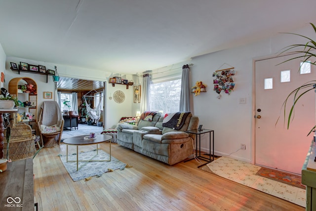 living room featuring light hardwood / wood-style flooring