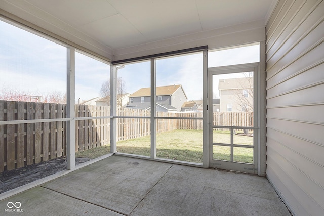 view of unfurnished sunroom