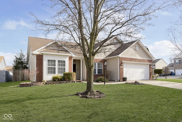 view of front of property with a garage and a front yard