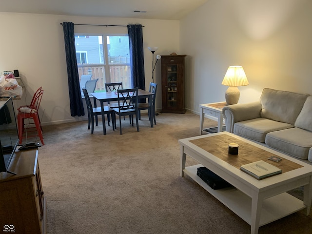 living room featuring carpet flooring