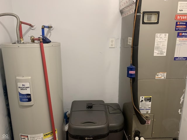 utilities with water heater and heating unit