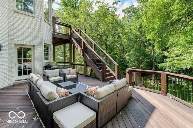 deck with an outdoor hangout area