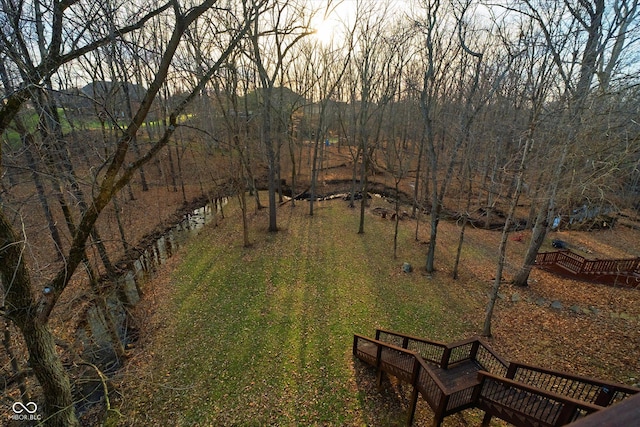 view of yard at dusk