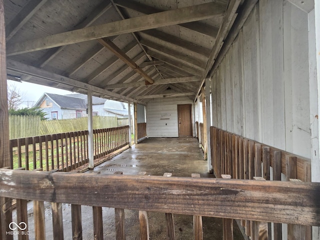 wooden deck with an outdoor structure