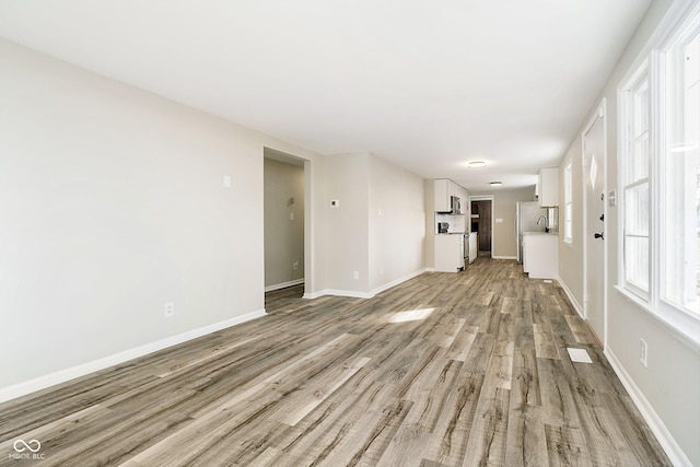 unfurnished living room with light hardwood / wood-style floors