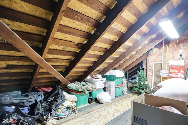 view of unfinished attic