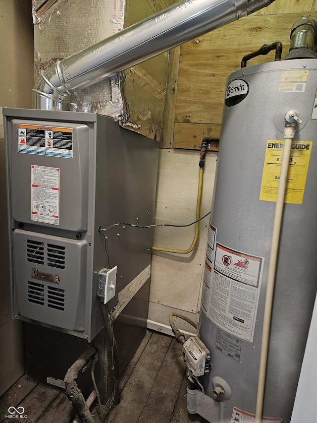 utility room with water heater