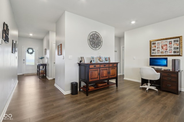 office featuring dark hardwood / wood-style floors