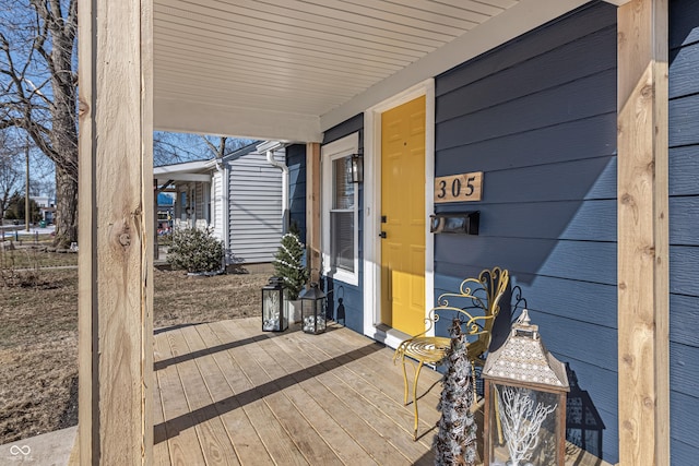 deck featuring covered porch