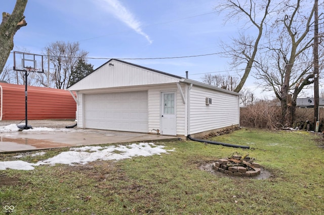 garage with a yard