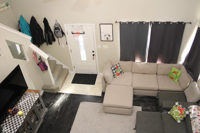 living room with wood-type flooring