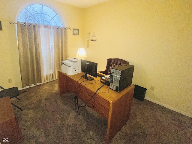 view of carpeted office space