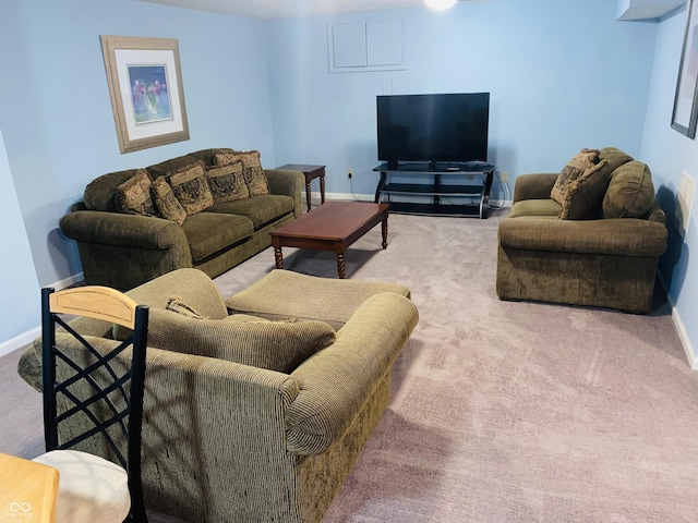 living room featuring carpet floors