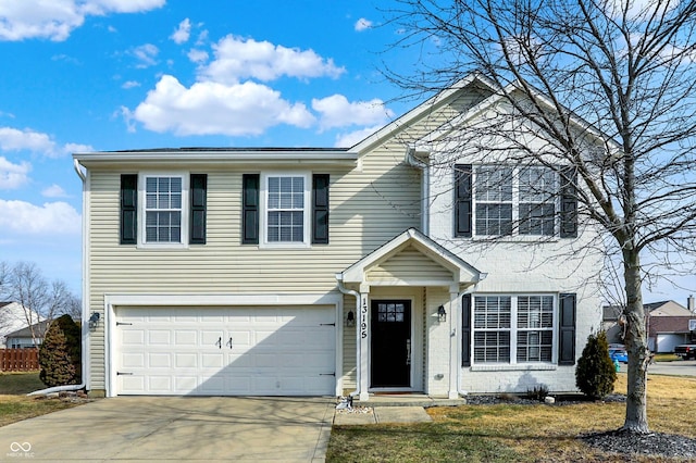 front of property with a garage