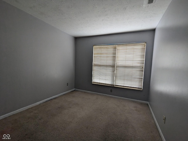 unfurnished room with carpet floors and a textured ceiling