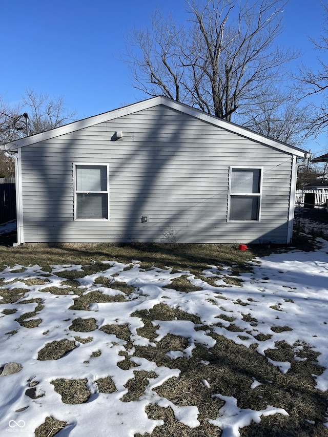 view of snow covered exterior