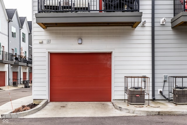 garage with central air condition unit