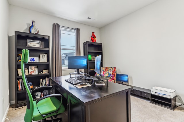 view of carpeted home office