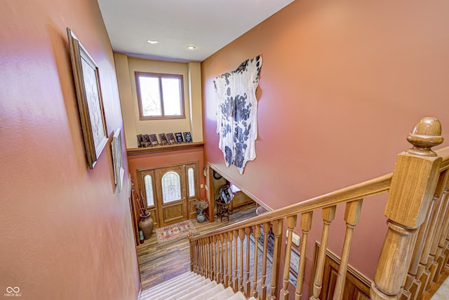 foyer entrance featuring hardwood / wood-style flooring