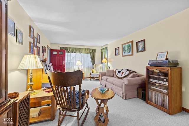 living room with light carpet