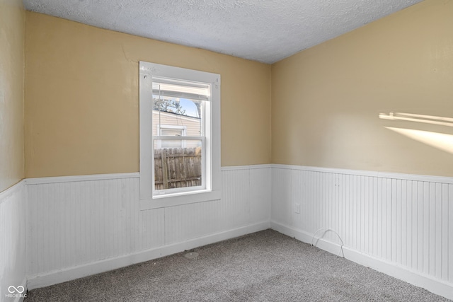 empty room featuring carpet flooring and a textured ceiling