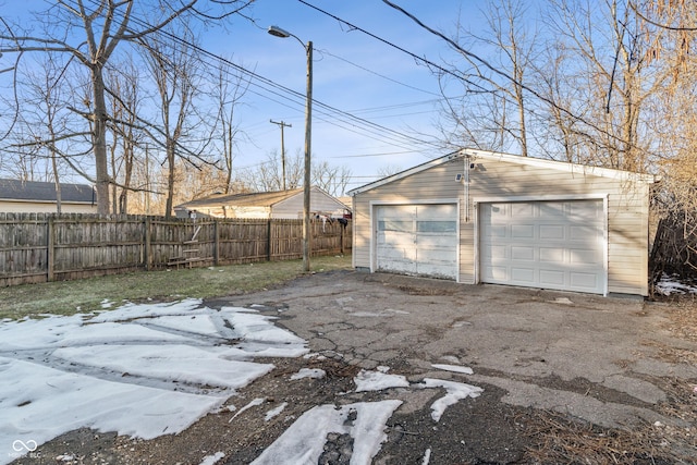 view of snow covered garage