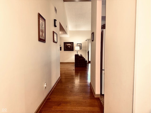 hall featuring dark hardwood / wood-style floors