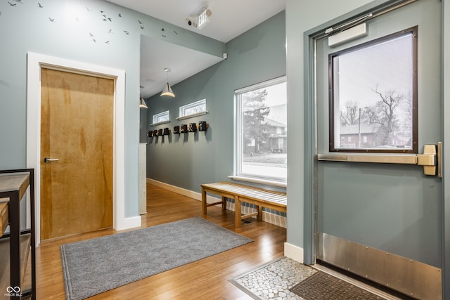 doorway to outside with hardwood / wood-style flooring