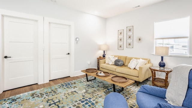 living room featuring hardwood / wood-style floors